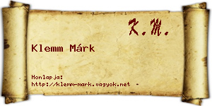 Klemm Márk névjegykártya